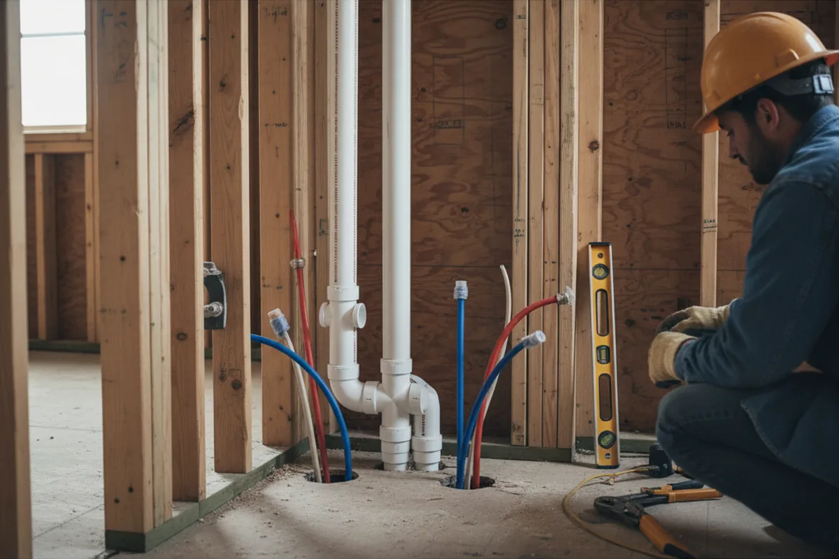 Drain and supply rough-in during Leak Detection in Oldsmar