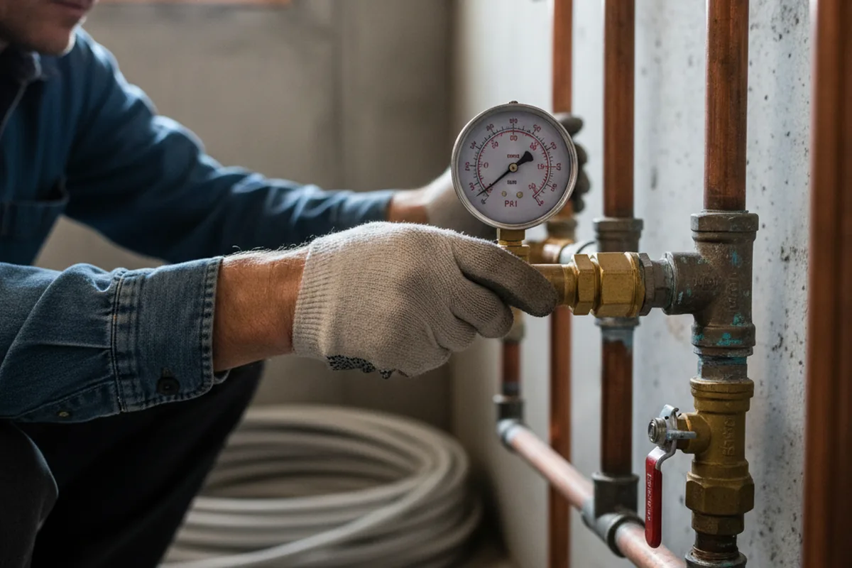 Pressure testing a repaired line during Water Line Repair in Oldsmar